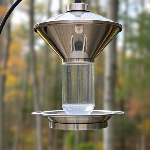 Clever baffle installed above hanging feeder