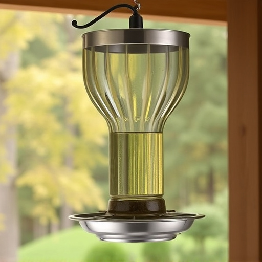 Clever baffle installed above hanging feeder