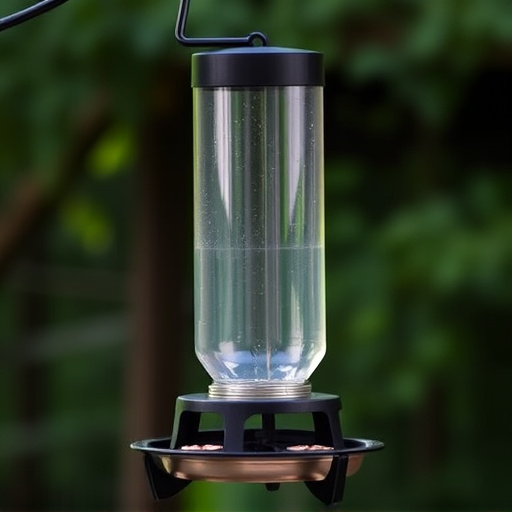 Clever baffle installed above hanging feeder