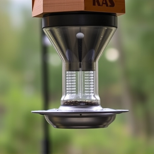 Clever baffle installed above hanging feeder