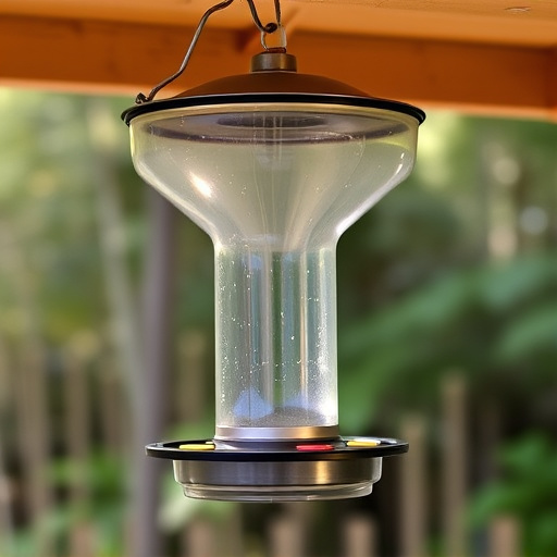Clever baffle installed above hanging feeder