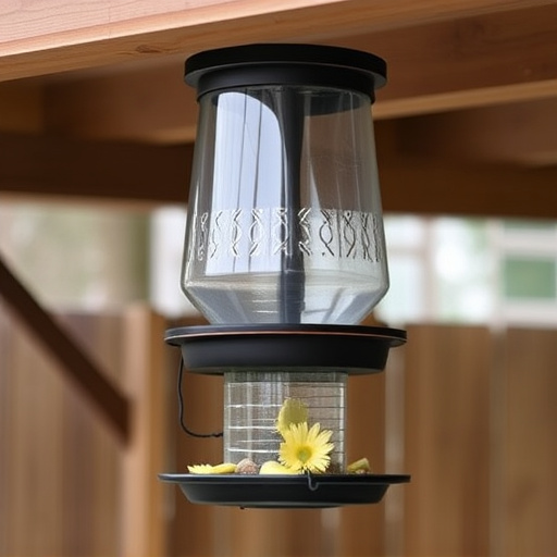 Clever baffle installed above hanging feeder