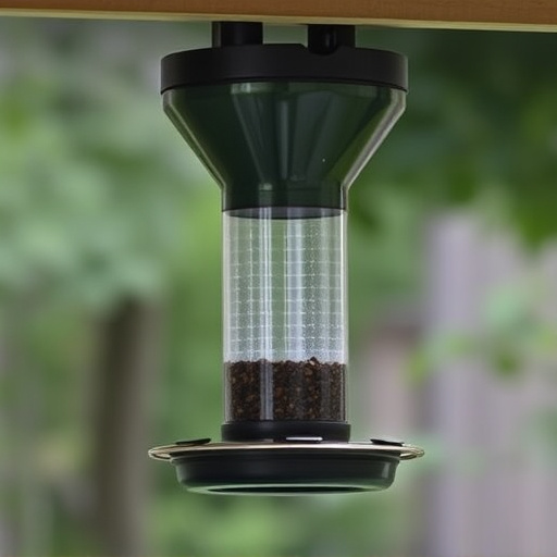 Clever baffle installed above hanging feeder