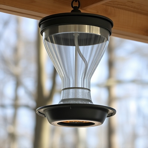 Clever baffle installed above hanging feeder