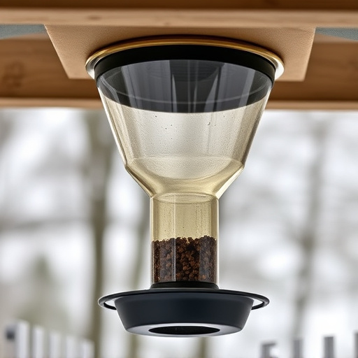 Clever baffle installed above hanging feeder