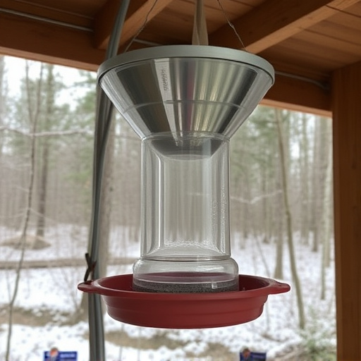 Clever baffle installed above hanging feeder