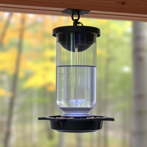 Clever baffle installed above hanging feeder