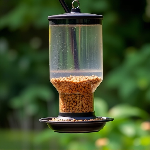 Clever baffle installed above hanging feeder