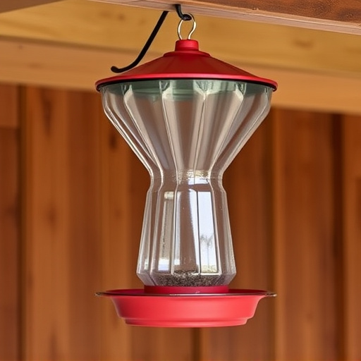 Clever baffle installed above hanging feeder