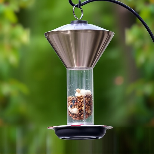 Clever baffle installed above hanging feeder