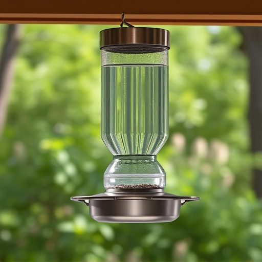 Clever baffle installed above hanging feeder