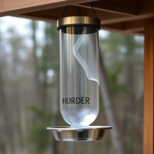 Clever baffle installed above hanging feeder