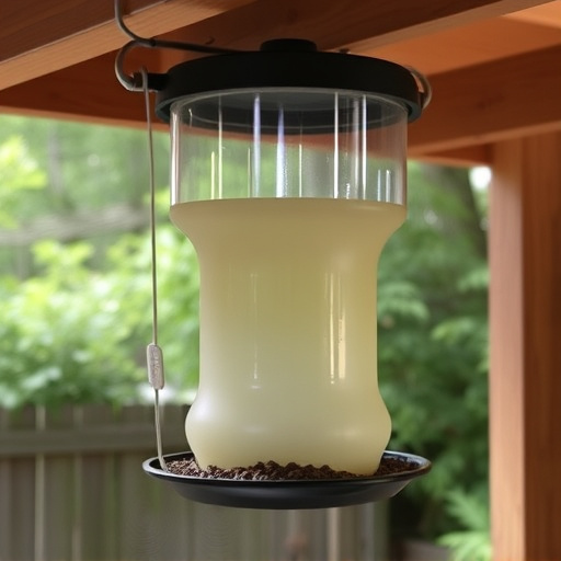 Clever baffle installed above hanging feeder