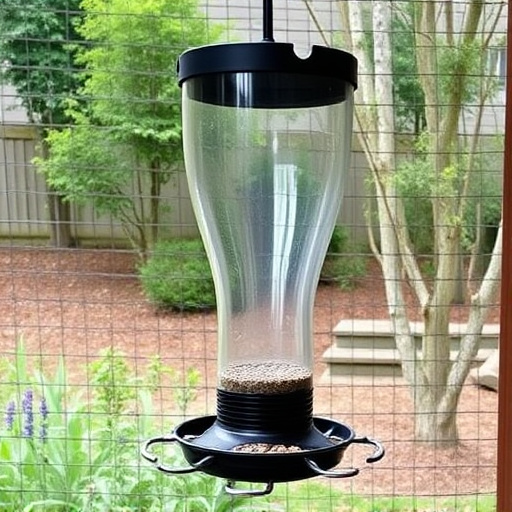 Clever baffle installed above hanging feeder