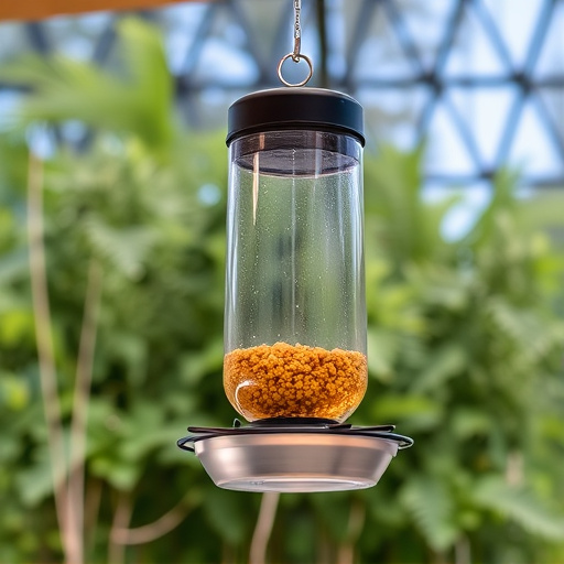 Clever baffle installed above hanging feeder