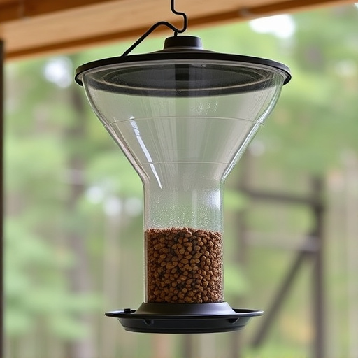 Clever baffle installed above hanging feeder