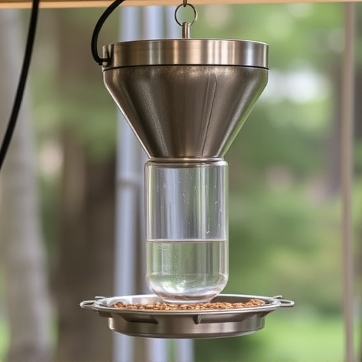 Clever baffle installed above hanging feeder