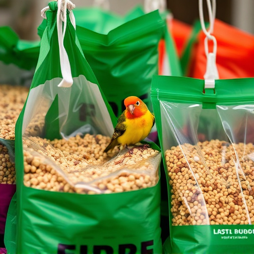 Close-up of affordable bird food bags