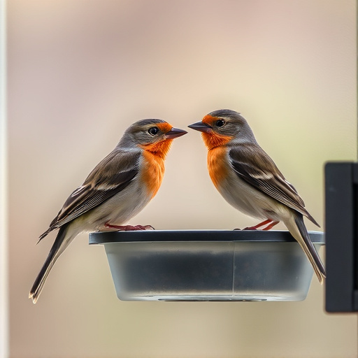 Close-up of birds at window feeder