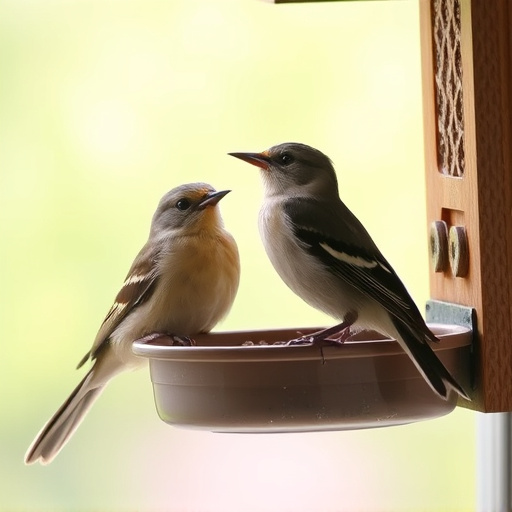Close-up of birds at window feeder