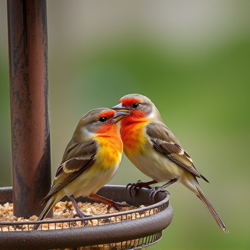 Close-up of birds on feeding station
