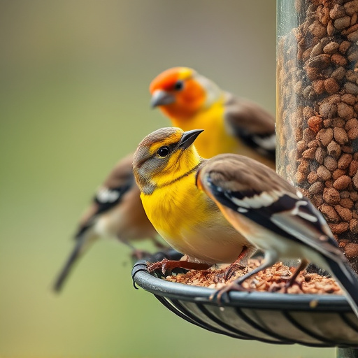 Close-up of birds on feeding station