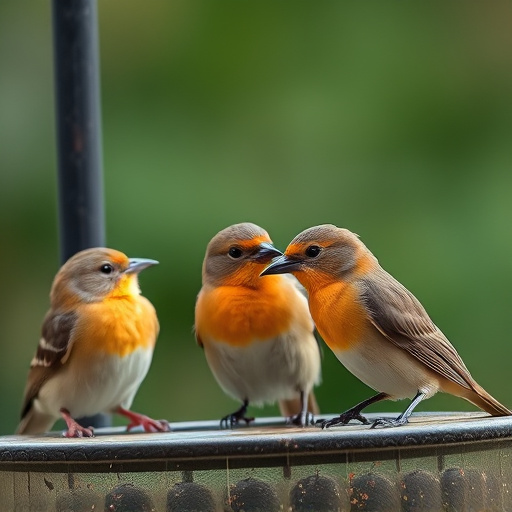 Close-up of birds on feeding station