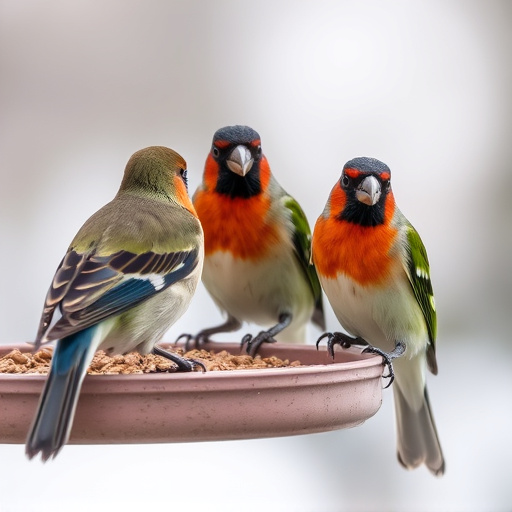 Close-up of birds on feeding station