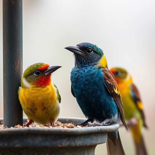 Close-up of birds on feeding station