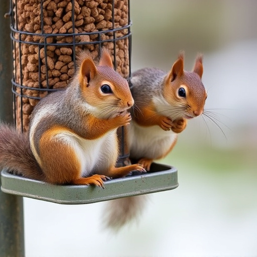 Close-up of feeder mechanism blocking squirrels