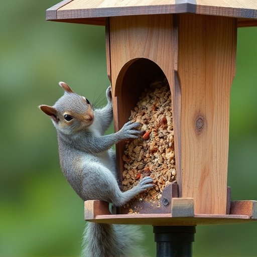 Close-up of feeder mechanism blocking squirrels