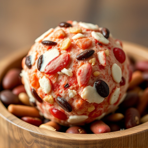 Close-up of filled fat ball holder