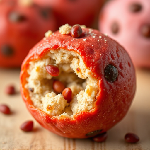 Close-up of filled fat ball holder