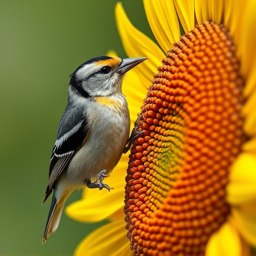 Close-up of finch cracking sunflower seed