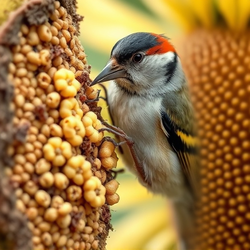 Close-up of finch cracking sunflower seed