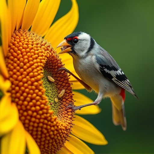 Close-up of finch cracking sunflower seed