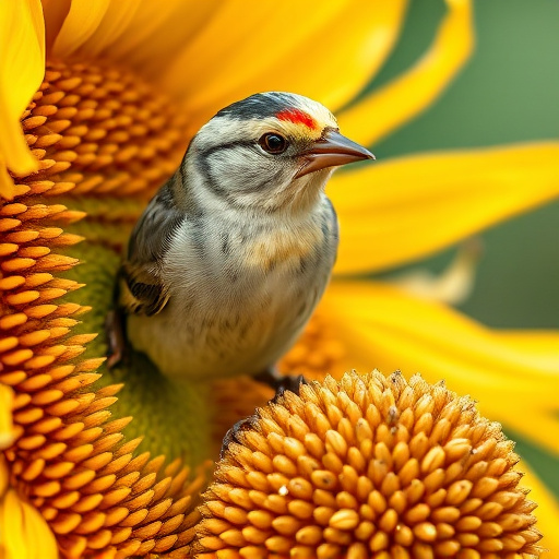 Close-up of finch cracking sunflower seed