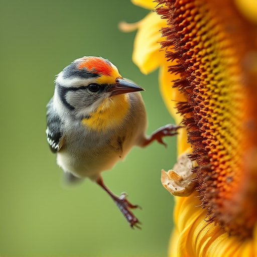 Close-up of finch cracking sunflower seed