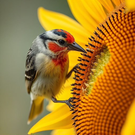 Close-up of finch cracking sunflower seed