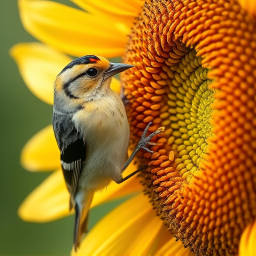 Close-up of finch cracking sunflower seed