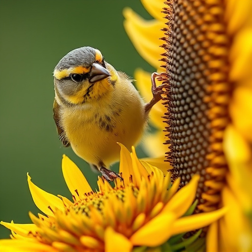 Close-up of finch cracking sunflower seed