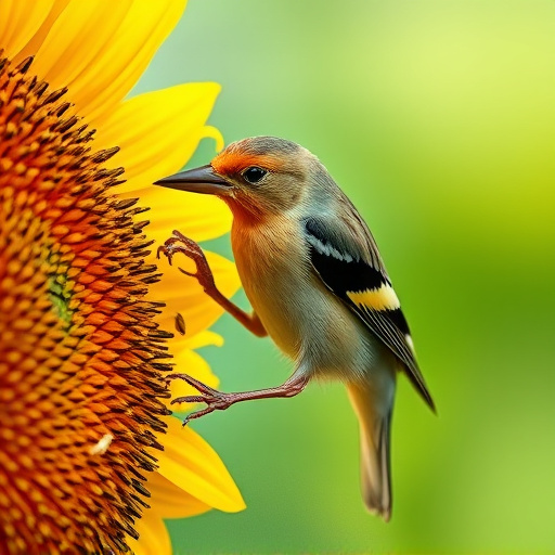 Close-up of finch cracking sunflower seed