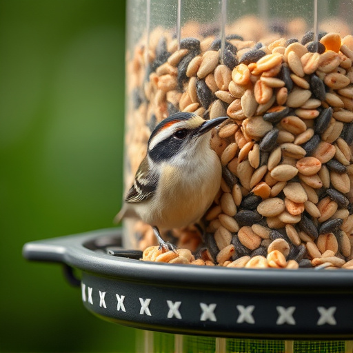 Close-up of nyjer seed-filled feeder