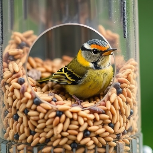 Close-up of nyjer seed-filled feeder