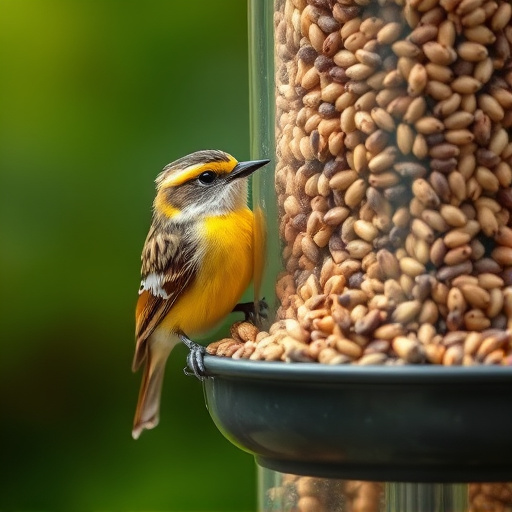 Close-up of nyjer seed-filled feeder