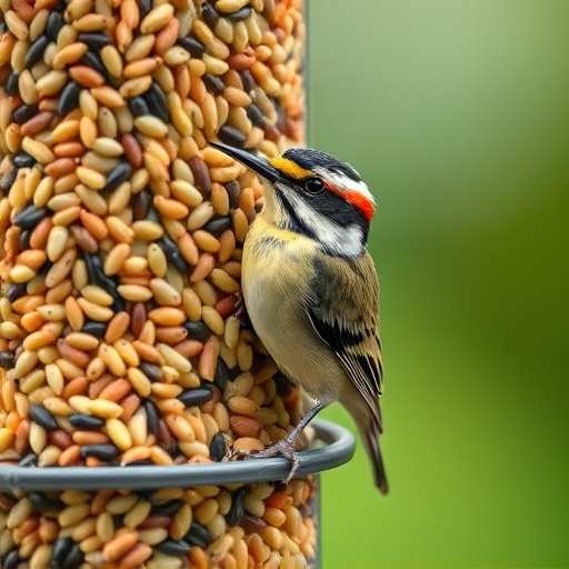 Close-up of nyjer seed-filled feeder