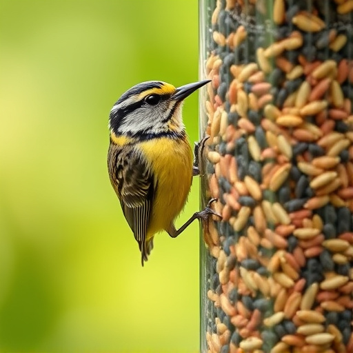 Close-up of nyjer seed-filled feeder