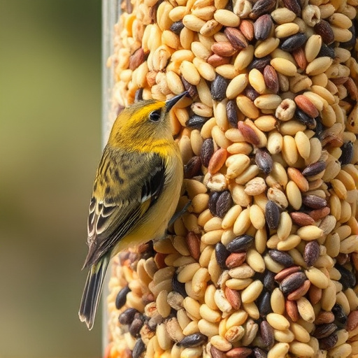 Close-up of nyjer seed-filled feeder