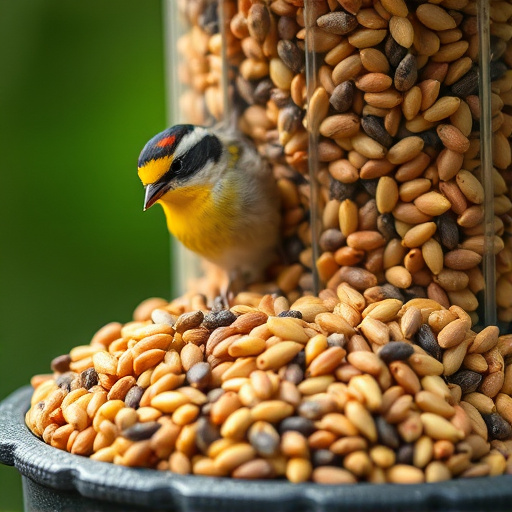Close-up of nyjer seed-filled feeder