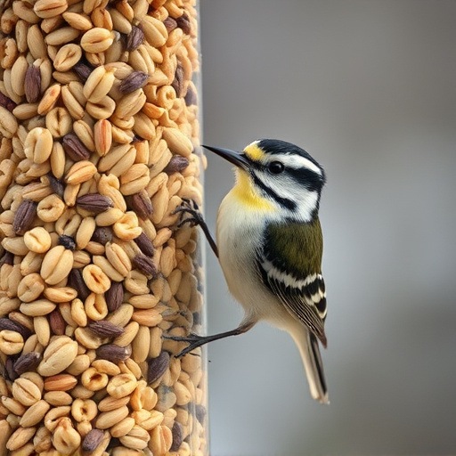 Close-up of nyjer seed-filled feeder